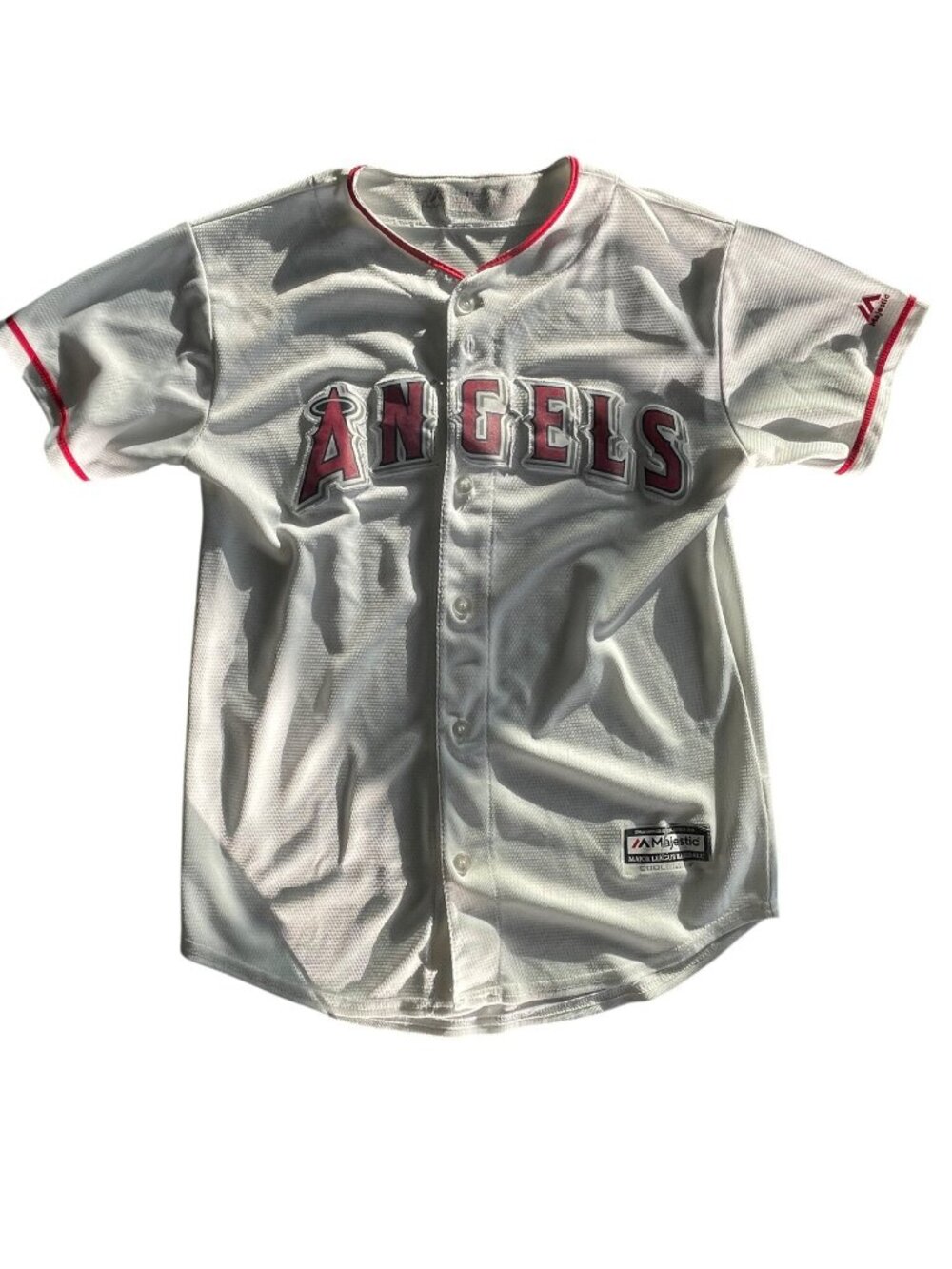 Majestic Angels Mike Trout #27 Cool Base Jersey White/Red MLB Baseball Youth L